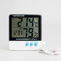 Medidor de Temperatura y Humedad Digital Electrónico LCD, Termómetro, Higrómetro, Estación Meteorológica Interior y Exterior, Reloj Despertador