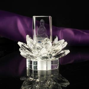 Cristallo fiore di loto supporto di candela favori di nozze Decorazione di Ornamento Regali/fiore di Loto con 3D laser buddha - Product Image 6