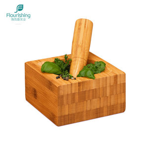 Encargo al por mayor de madera chino bambú mortero y Maja para Cocina - Product Image 1