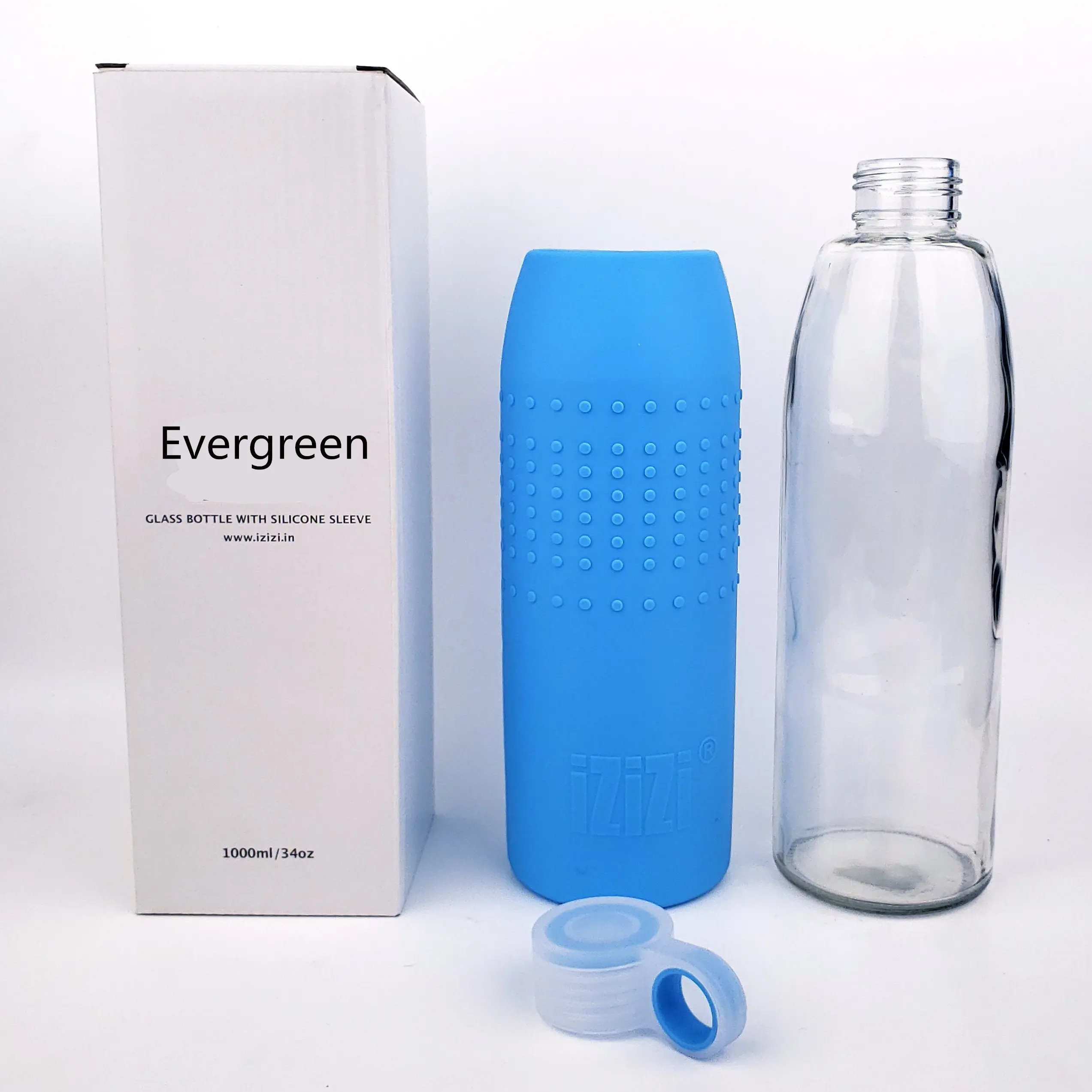 1 liter glass water bottle for juice with stainless steel cap