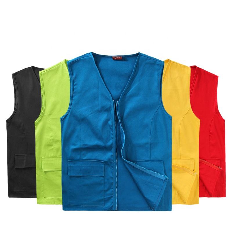 Unisex Cotton Denim Fabric Vest Waistcoat for Promotion Marketing Volunteer Workers Tourist Team's Bibs Vest