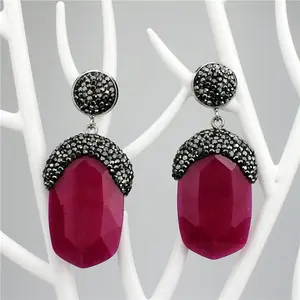 CH-GME0040 wholesale delicate crystal inlay stone earring,precious stone jewelry earring,crystal pave stud earring