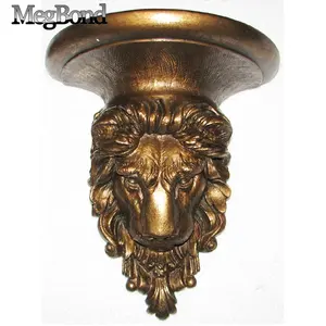 Antique gold lion head home decor for wall shelf