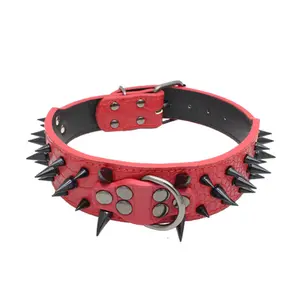 Collares de piel sintética ajustables con remaches y pinchos para perros y gatos - Product Image 1
