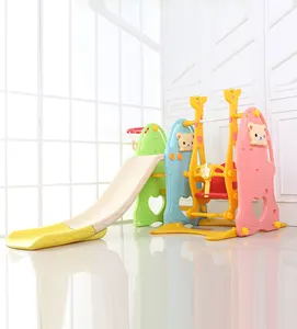 mainan bayi swing slide Suppliers-Mainan Dalam Ruangan Bayi Bermain, Perosotan Plastik dan Tempat Bermain Ayun dengan Perosotan Dalam Ruangan Warna Mini untuk Bayi