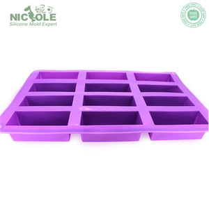 Nicole 12 Lỗ Hổng Silicone Hình Chữ Nhật Khuôn Sô Cô La Cấp Thực Phẩm Silicone Baking Pan Khuôn Mẫu Xà Phòng - Product Image 5