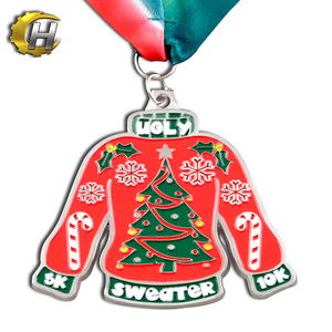 Venta al por mayor en relieve medalla de árbol de Navidad medalla para imprimir <span class=keywords><strong>cinta</strong></span> de premios - Product Image 1