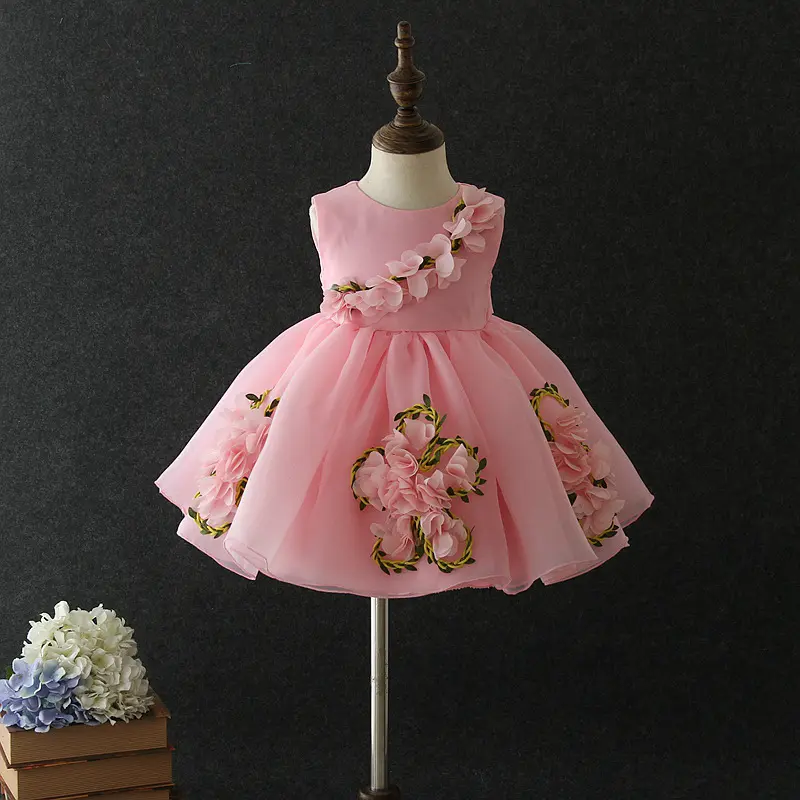 Vestido de bebê elegante floral com design de princesa, vestido de festa fofo para meninas