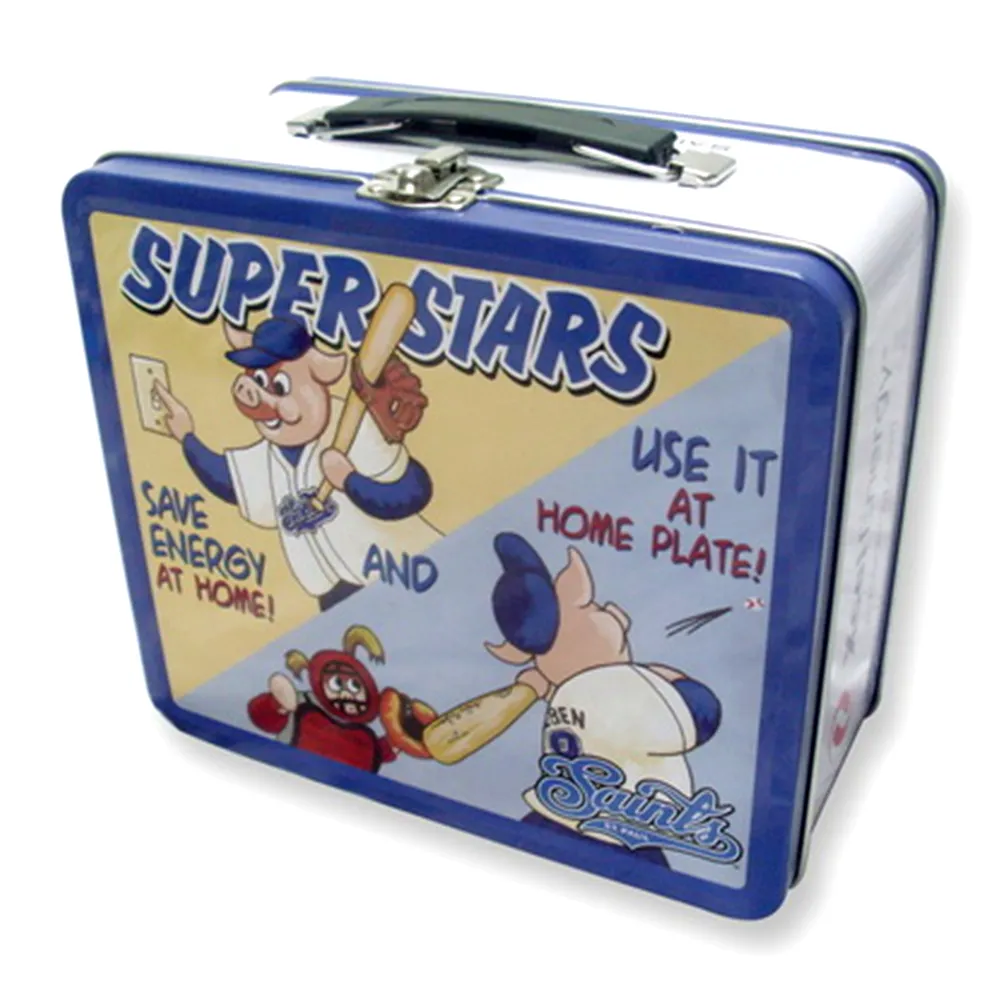 Promotional metal lunch handle tin box for student children use tin can