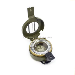 Antique zinc alloy tactical lensatic sighting compass with brass compass capsule