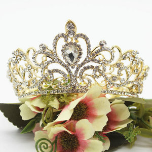 Copricapo da principessa all'ingrosso piccola corona rotonda di strass di cristallo diadema per la festa di nozze di Cake Topper per la <span class=keywords><strong>regina</strong></span> - Product Image 5