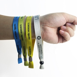 Pulsera promocional de fábrica para eventos de tela de poliéster con cerradura unidireccional
