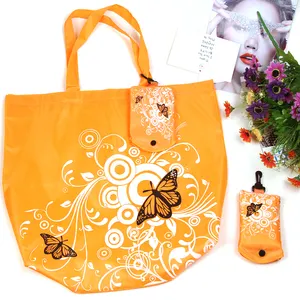 Promotional Butterfly Printed Cheap Reusable Foldable Grocery shopping tote bag