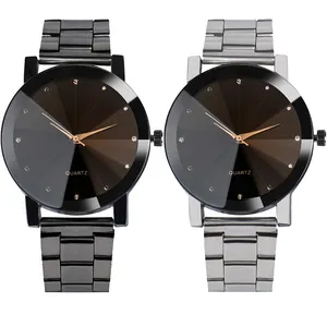 Hot Sales Fashion Simple Dial Women Casual Watches Alloy Metal Bracelet Dress Crystal Design Men Quartz Watch