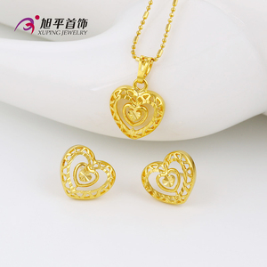 <span class=keywords><strong>Xuping</strong></span> 24K color <span class=keywords><strong>oro</strong></span> al por mayor forma de corazón estilo romántico set de joyas aretes y pendiente para mujeres - Product Image 3