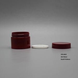 2 Oz Miệng Rộng Dày Tường Đỏ PET Nhựa Chăm Sóc Da Mặt Ngủ Kem Bao Bì Mỹ Phẩm Chai Jar & Red Nhựa Vít Cap - Product Image 4