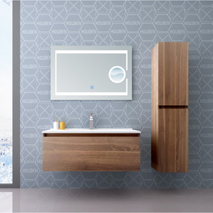Mobile <span class=keywords><strong>Bagno</strong></span> Sospeso Antico Senza Vernice, Set Mobiletto Sottolavabo da Parete con Lavabo Integrato - Product Image 2