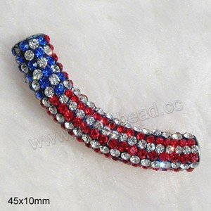 granos del rhinestone de tubos, perlas, diamantes de imitación de la bandera americana tubo curvado, perlas de tubo curvado - Product Image 4