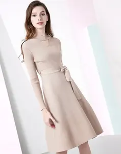 Vestido de malha feminino, grande, fofo, mulheres, vestido de inverno, apertado