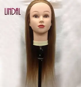 LINDAL afro-Maniquí de pelo humano con soporte para mujer, maniquí de cabeza con pelo, entrenamiento de extensiones de pestañas, estilos femeninos