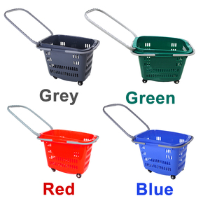 Tejido de plástico de cestas de compras de supermercado cesta carros con <span class=keywords><strong>2</strong></span> ruedas venta al por mayor - Product Image 1