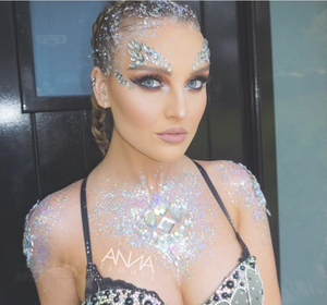 Bellezza Viso Dei Monili + Chunky glitter + Colla, Faccia Autoadesivo di Cristallo, Strass