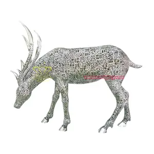 Best Sale outdoor garden lawn Street Landscape decoration Design metal art sculpture animal Steel Wire Hollow Deer Statue