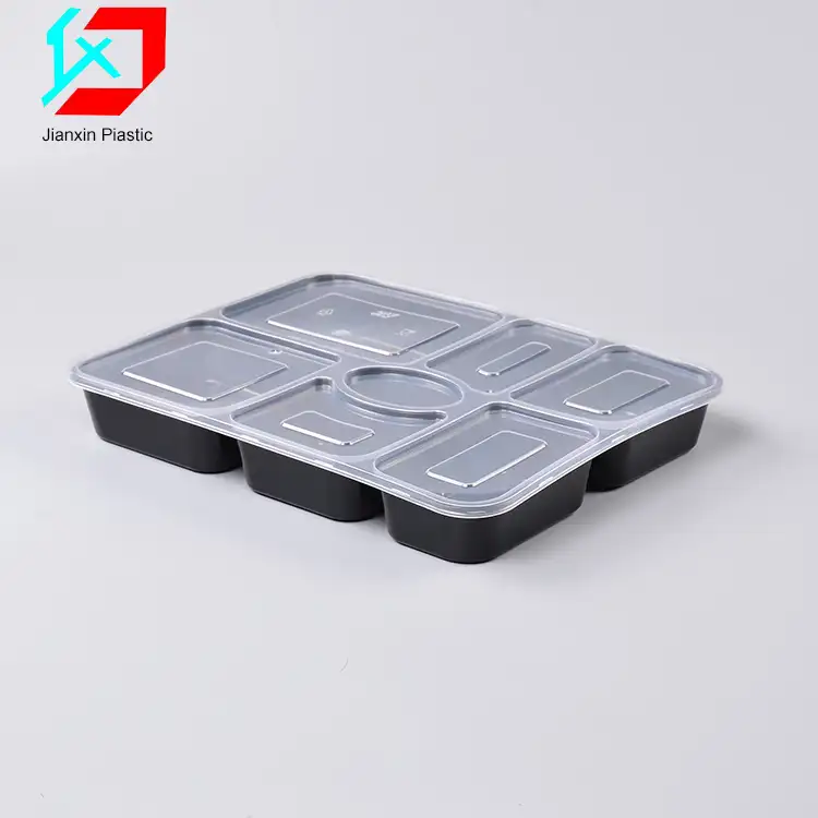 En gros mode personnalisé noir pp rectangle boîte à lunch jetable en plastique