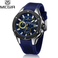 2020 Megir 2053 Marmelade Tangan Chronograph Uhr Edelstahl zurück Armbanduhr Quarz wasserdicht Sport Silicon Man Luxus uhr