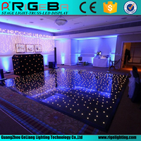 Piste de danse LED blanche étoilée, lumière blanche froide, dalles modulaires brillantes pour mariage, banquet, hôtel, événement, fête