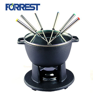 Ensemble de <span class=keywords><strong>fondue</strong></span> en <span class=keywords><strong>fonte</strong></span> pour la cuisson de la viande, ensemble de <span class=keywords><strong>fondue</strong></span> <span class=keywords><strong>à</strong></span> anneaux festonnés, vente en gros - Product Image 3