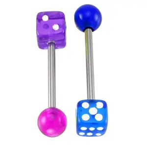 großhandel uv acryl würfel ball gefälschte piercing zunge langhantel schmuck