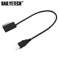 Câble adaptateur USB 2.0 à Mini Sata II 7 + 6 13 broches, convertisseur pour lecteur pour ordinateur portable de CD et DVD de format fin