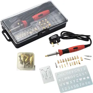 37pcs kit wood burning kit tools with Tips dual power pyrography pen set electric soldering irons 220V UK