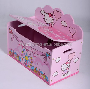 Scatola portaoggetti in legno rosa per bambini - Product Image 3