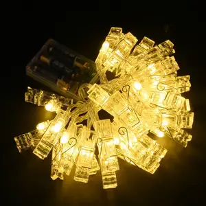 Guirlande lumineuse pour photos à LED 4m 40led, avec boîte à piles, blanc chaud, féerique, suspension d'images, mariage, décoration
