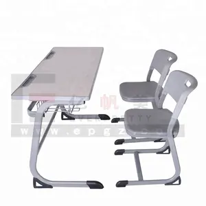 New fashioned double school desk with two seats, school table and chairs set student