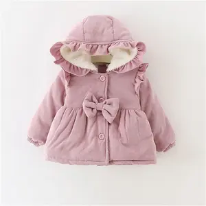 Little Baby Girl Coat Hot Selling Cheap 6 Months to 3 Years Winter Cotton Long Sleeves Winter Jacket for Girls Pink Thick Button