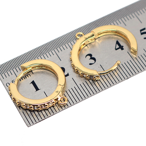 Cz7486 Kim Cương Zircon Bông Tai Phát hiện 18K vàng bạc đen CZ Micro Pave Huggie Hoop bông tai với vòng lặp vòng - Product Image 2