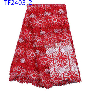 Tissu de dentelle de cordon blanc beau tissu de dentelle de Guipure de conception de mode avec le modèle de fleur pour faire les femmes s'habillent - Product Image 2