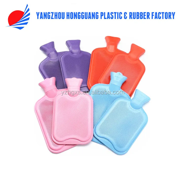 Home Necessary Ribbed Classic Colorful And Soft Natural Rubber Hot Water Bottle