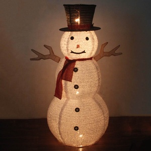 Tissu Saisonnière Classique Top <span class=keywords><strong>Noel</strong></span> Led d'intérieur En Gros Décor De Noël grandes décorations de bonhomme de neige avec Chapeau et Écharpe - Product Image 4