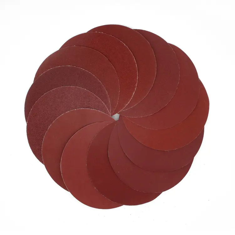 5 Inch Hook and Loop Red Flocking Round Aluminum Oxide Sandpaper Sanding Disc for Polishing and Grinding
