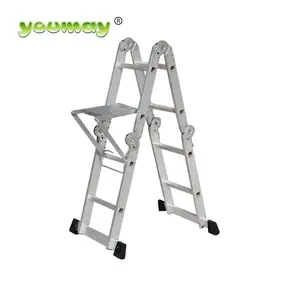 Customized En131 Multi Purpose Ladder 4*2 Steps Aluminum Multi Functional Ladder With Platform