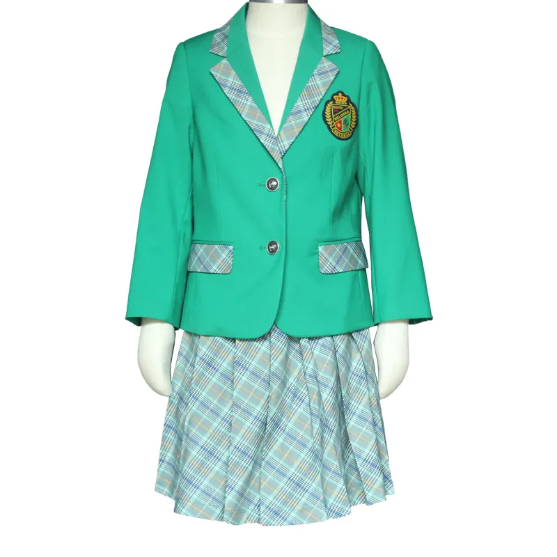 โรงเรียน Uniforms Blazer Pinafore สีผ้าโรงเรียนเครื่องแบบการออกแบบภาพ