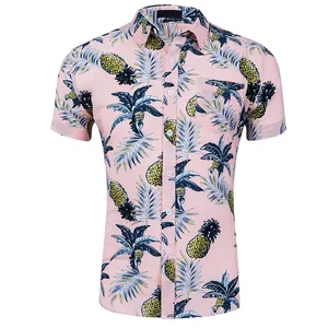 Camisa de flanela estilo havaiano, atacado, flor, impressão, poliéster, para meninos