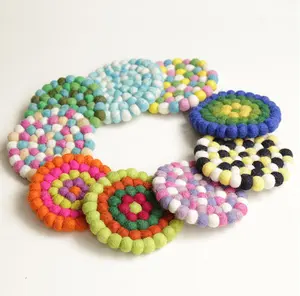 CONCH 10cm 100% wool balls coaster for insulation mat