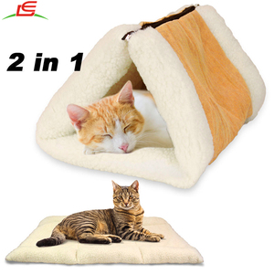 2 dans 1 Caisse Animal Maison Chat Lit Tunnel Tube Polaire Tapis - Product Image 1
