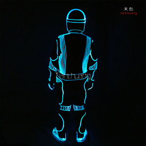Super Cool LED Pleine Lumière Couleur Fiber Optique flashlighting Costumes avec Casque Gants Chaussures - Product Image 6