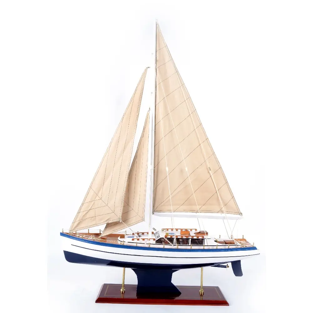 New arrival length 80 cm European vintage wooden decorative craft sailboat wooden model decoration PTW035